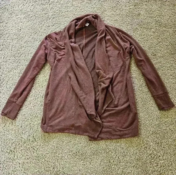 Athleta Long Brown Loose Collared Cardigan w/ Pockets & Thumb Hole, Size… - Picture 2 of 5